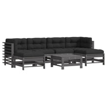 -Delige Loungeset Met Kussens Massief Hout Grijs Grijs grenenhout