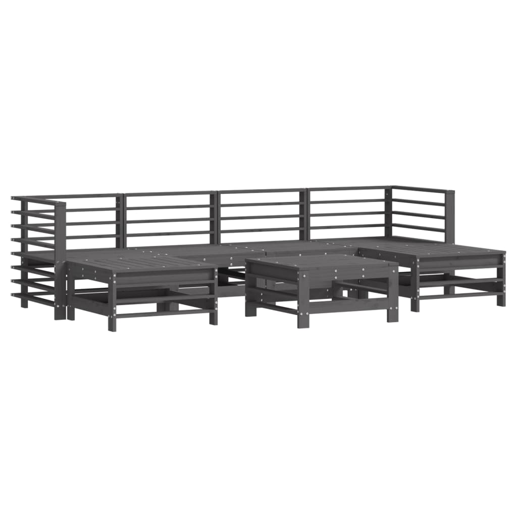 -Delige Loungeset Met Kussens Massief Hout Grijs Grijs grenenhout