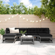 Loungeset 7-delig massief grenenhout grijs