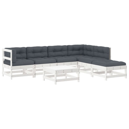 Loungeset Met Kussens Massief Hout Wit Wit grenenhout