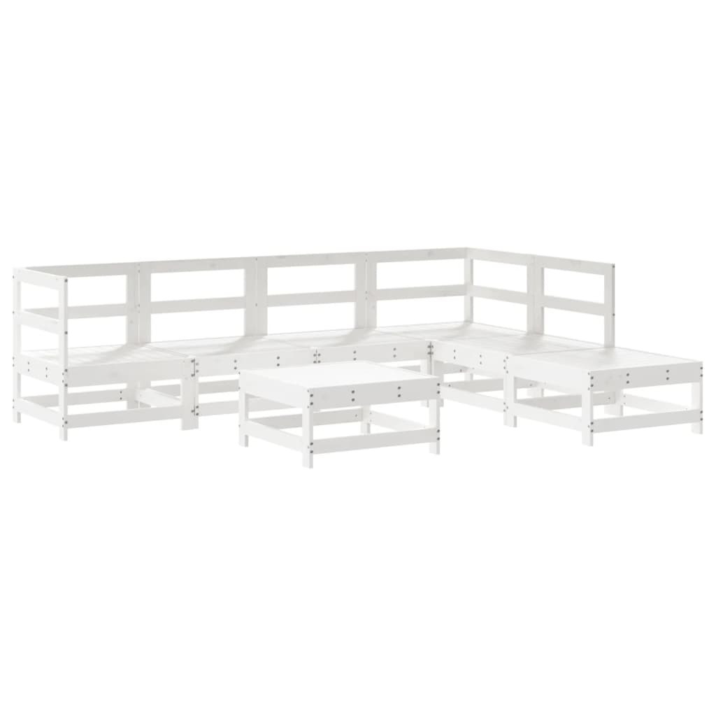 Loungeset Met Kussens Massief Hout Wit Wit grenenhout