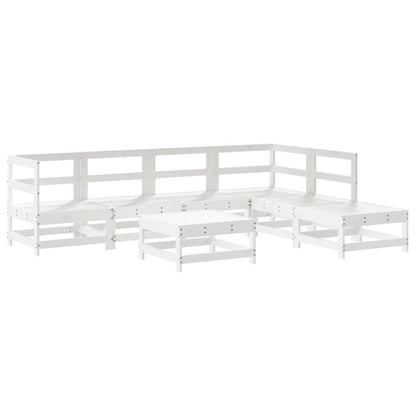 Loungeset Met Kussens Massief Hout Wit Wit grenenhout