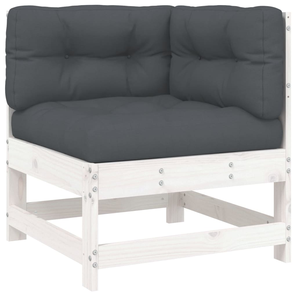 Loungeset Met Kussens Massief Hout Wit Wit grenenhout