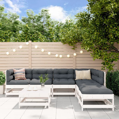 Loungeset Met Kussens Massief Hout Wit Wit grenenhout