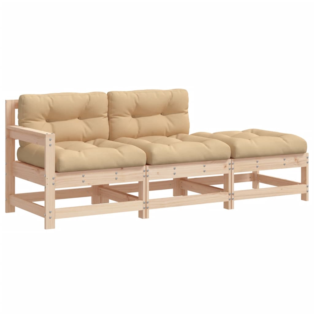 -Delige Loungeset Met Kussens Massief Teak Natuurlijk grenenhout