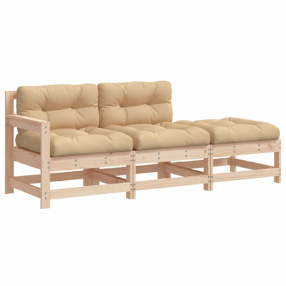 -Delige Loungeset Met Kussens Massief Teak Natuurlijk grenenhout