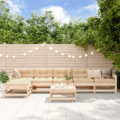 -Delige Loungeset Met Kussens Massief Teak Natuurlijk grenenhout