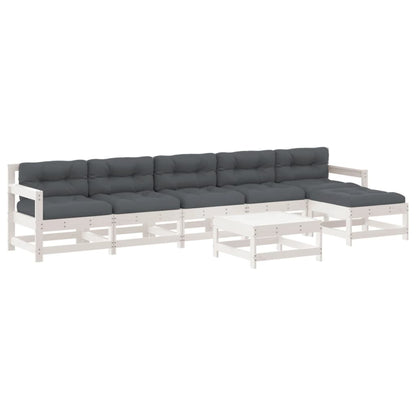 -Delige Loungeset Met Kussens Massief Hout Wit Wit grenenhout