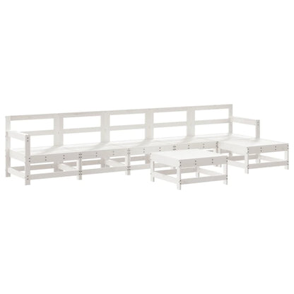 -Delige Loungeset Met Kussens Massief Hout Wit Wit grenenhout
