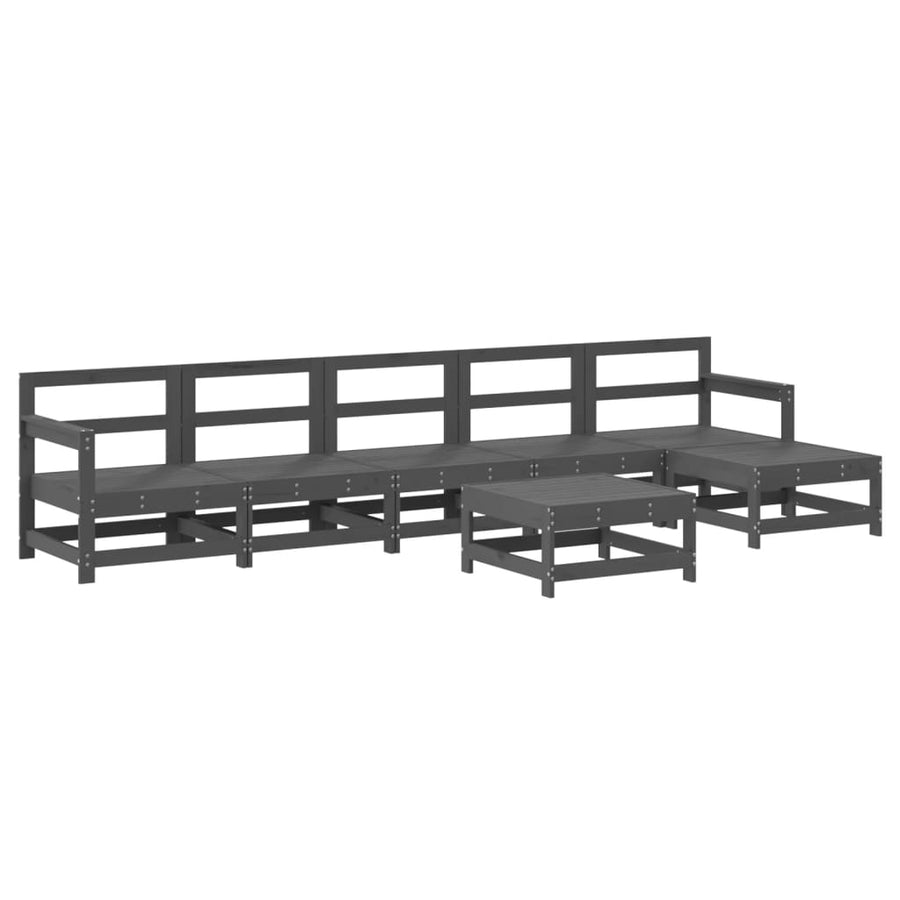 -Delige Loungeset Met Kussens Massief Hout Grijs Grijs grenenhout