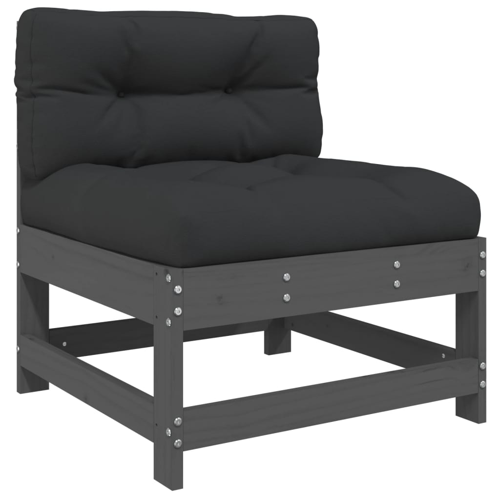 -Delige Loungeset Met Kussens Massief Hout Grijs Grijs grenenhout