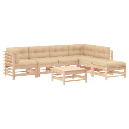 7-delige Loungeset met kussens massief teak