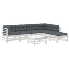 -Delige Loungeset Met Kussens Massief Hout Wit Wit grenenhout
