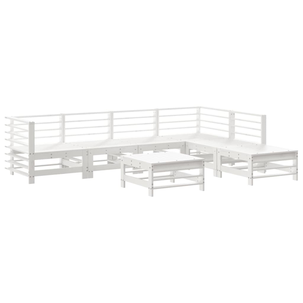 -Delige Loungeset Met Kussens Massief Hout Wit Wit grenenhout