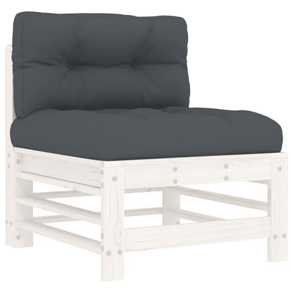 -Delige Loungeset Met Kussens Massief Hout Wit Wit grenenhout