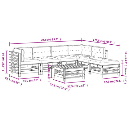 -Delige Loungeset Met Kussens Massief Hout Wit Wit grenenhout