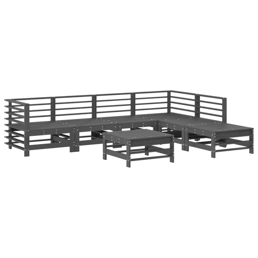 -Delige Loungeset Met Kussens Massief Hout Grijs Grijs grenenhout
