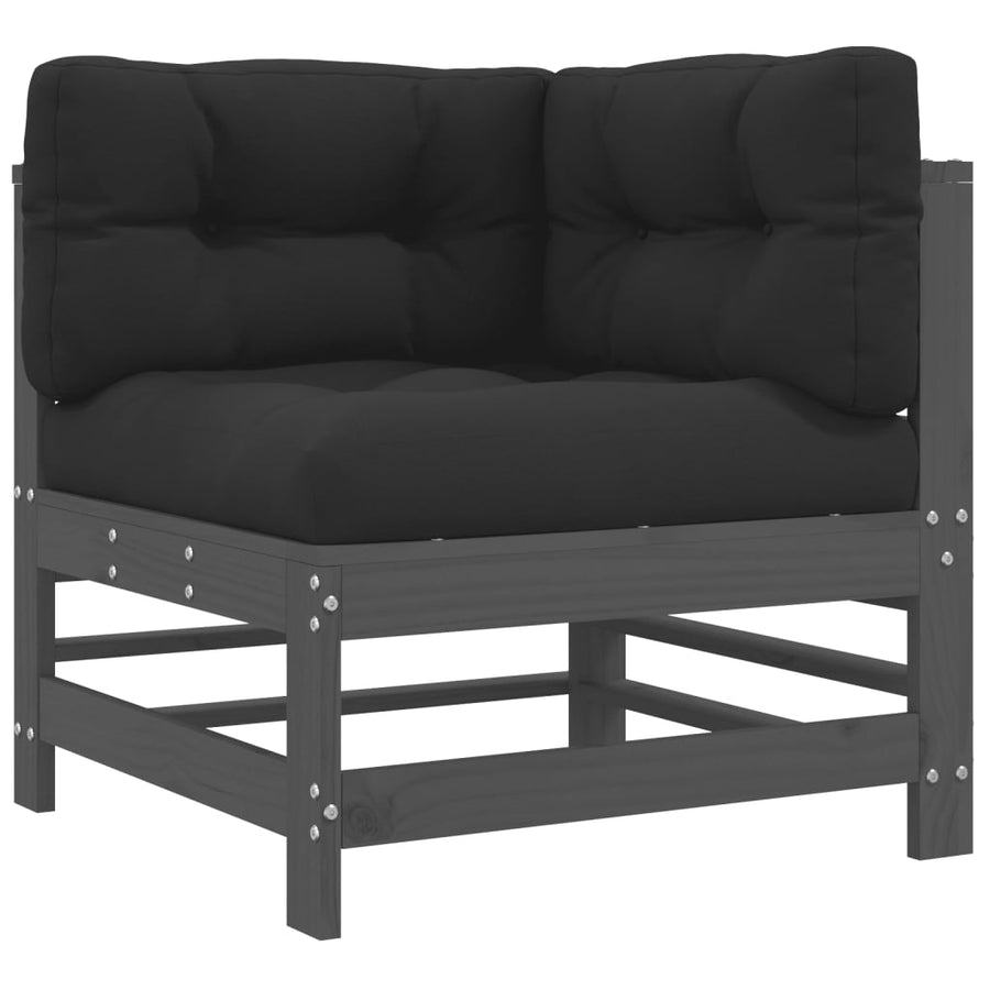 -Delige Loungeset Met Kussens Massief Hout Grijs Grijs grenenhout