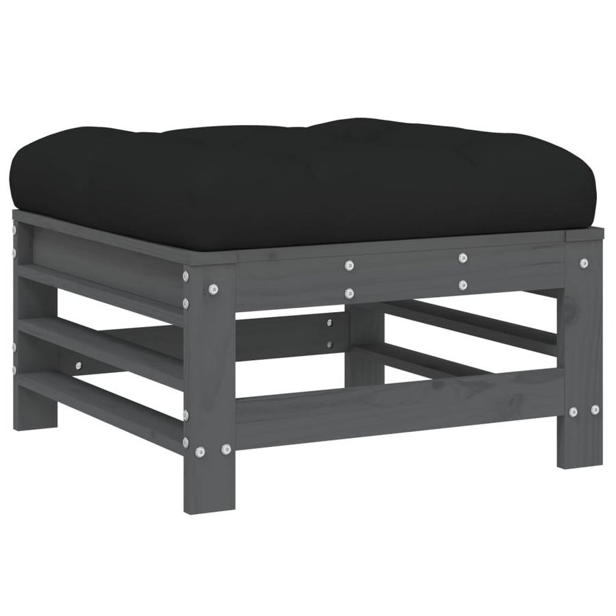-Delige Loungeset Met Kussens Massief Hout Grijs Grijs grenenhout