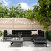 Loungeset 7-delig massief grenenhout grijs