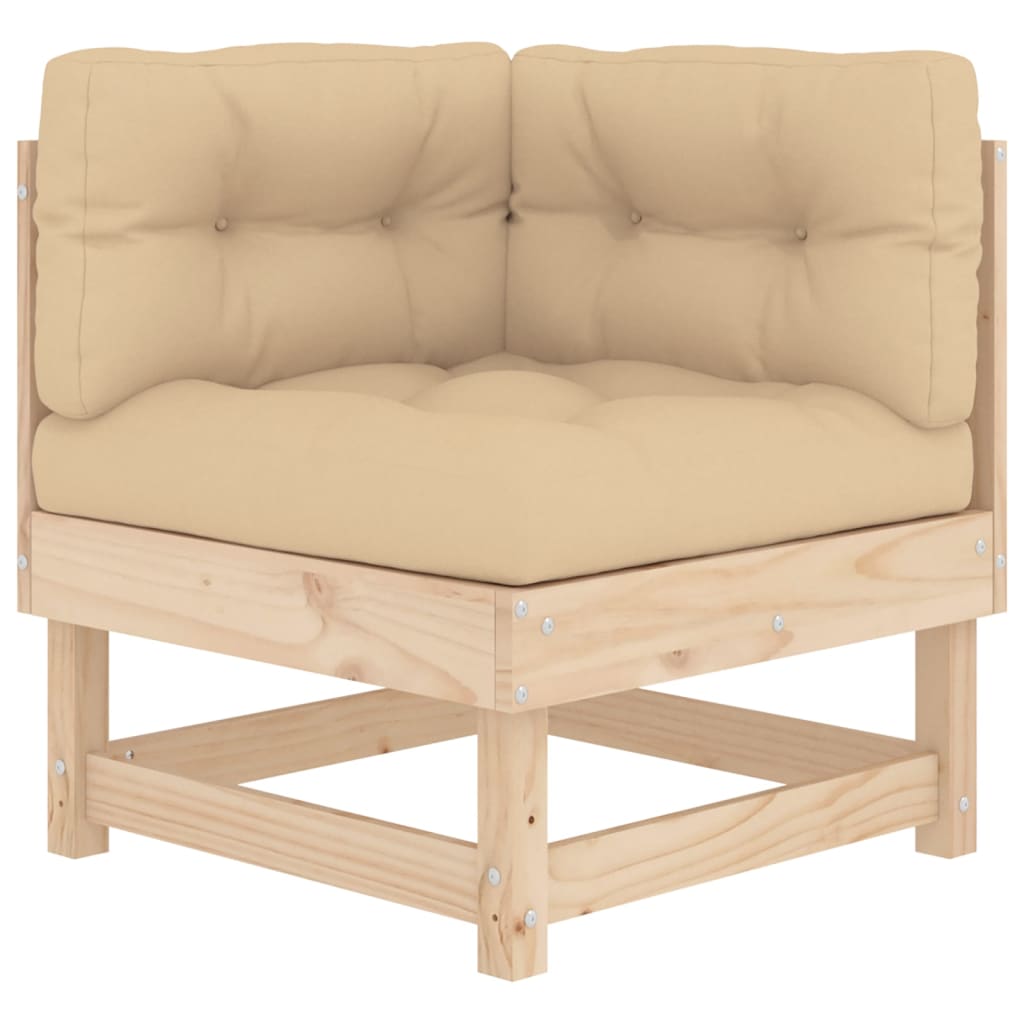 -Delige Loungeset Met Kussens Massief Hout Natuurlijk grenenhout