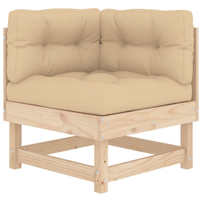 -Delige Loungeset Met Kussens Massief Hout Natuurlijk grenenhout