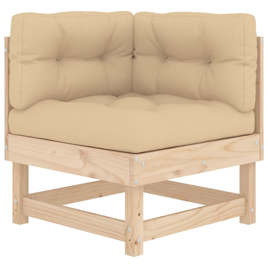 -Delige Loungeset Met Kussens Massief Hout Natuurlijk grenenhout
