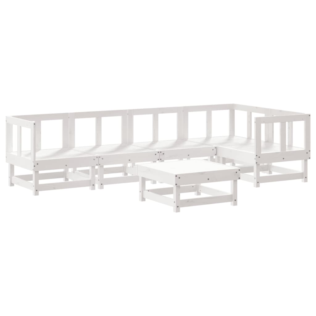 -Delige Loungeset Met Kussens Massief Hout Wit Wit grenenhout