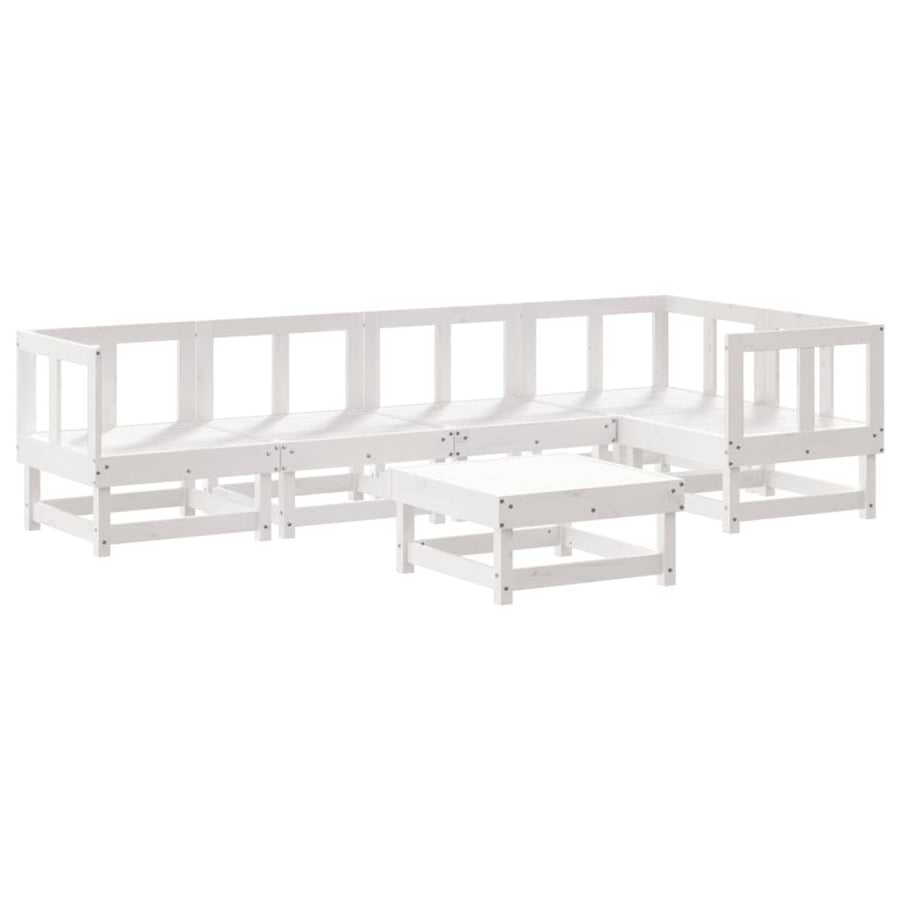 -Delige Loungeset Met Kussens Massief Hout Wit Wit grenenhout