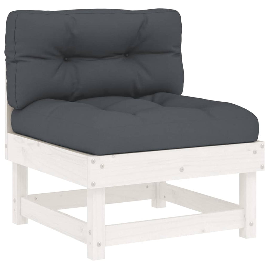 -Delige Loungeset Met Kussens Massief Hout Wit Wit grenenhout