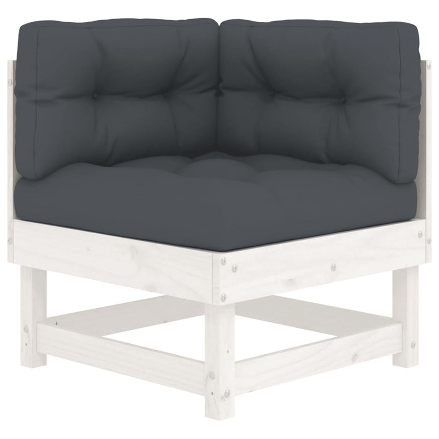 -Delige Loungeset Met Kussens Massief Hout Wit Wit grenenhout