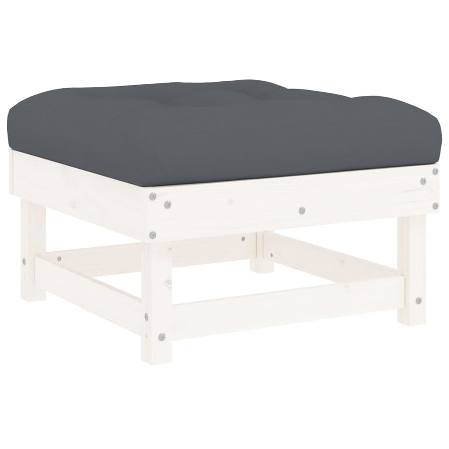 -Delige Loungeset Met Kussens Massief Hout Wit Wit grenenhout