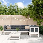 Loungeset 6-delig massief hout wit