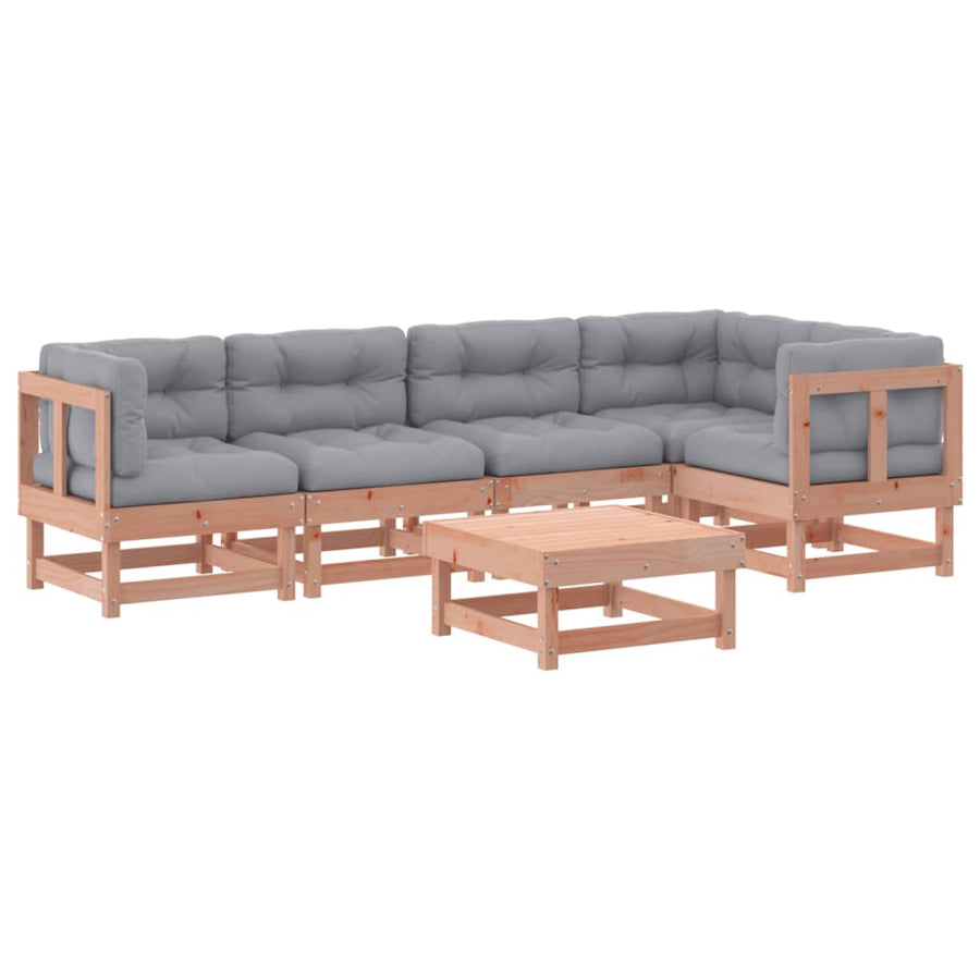 -Delige Loungeset Met Kussens Massief Douglashout Natuurlijk douglashout