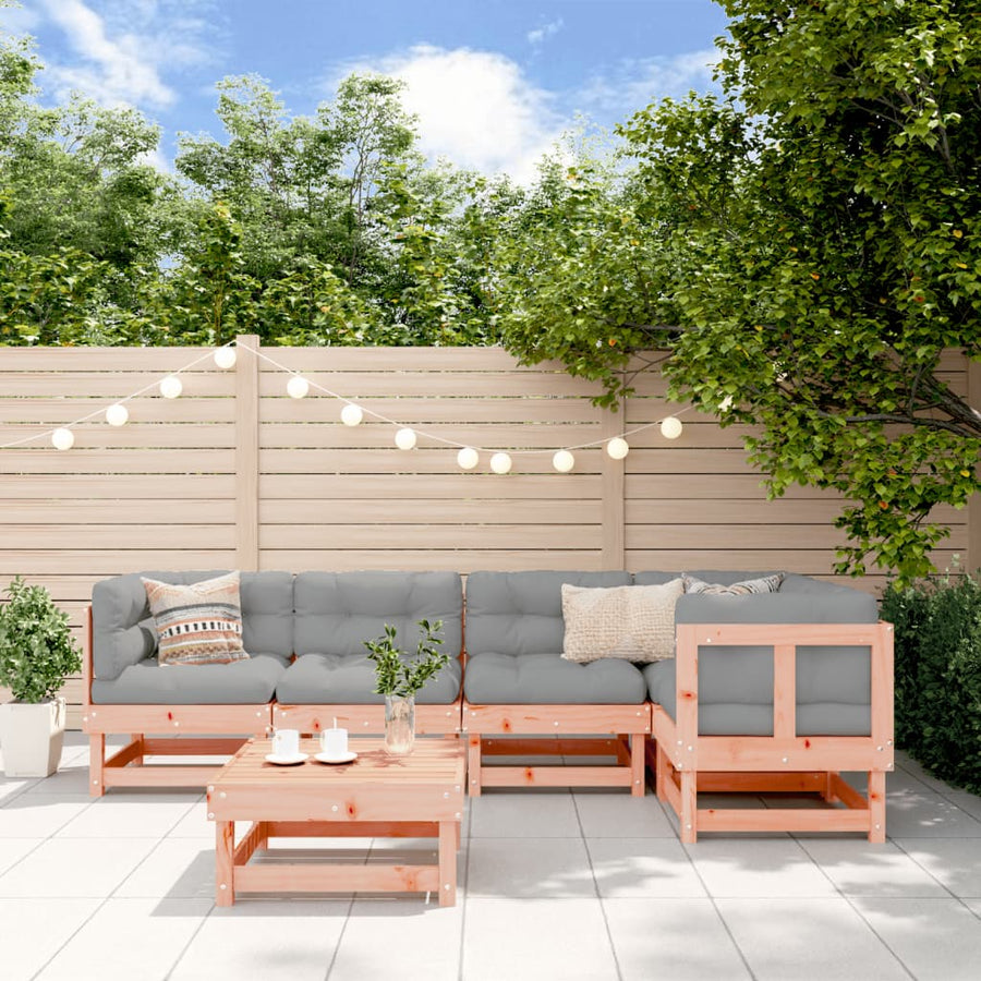 -Delige Loungeset Met Kussens Massief Douglashout Natuurlijk douglashout