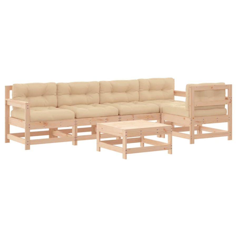 Loungeset Met Kussens Massief Hout Natuurlijk grenenhout