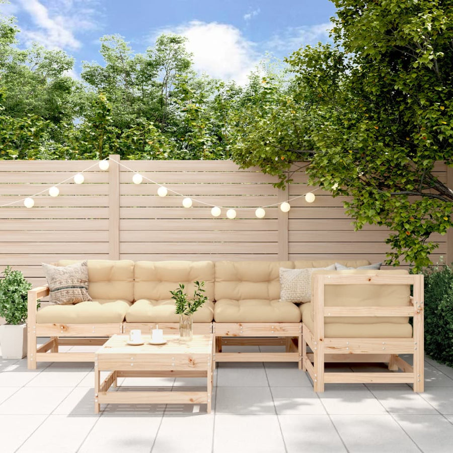 Loungeset Met Kussens Massief Hout Natuurlijk grenenhout