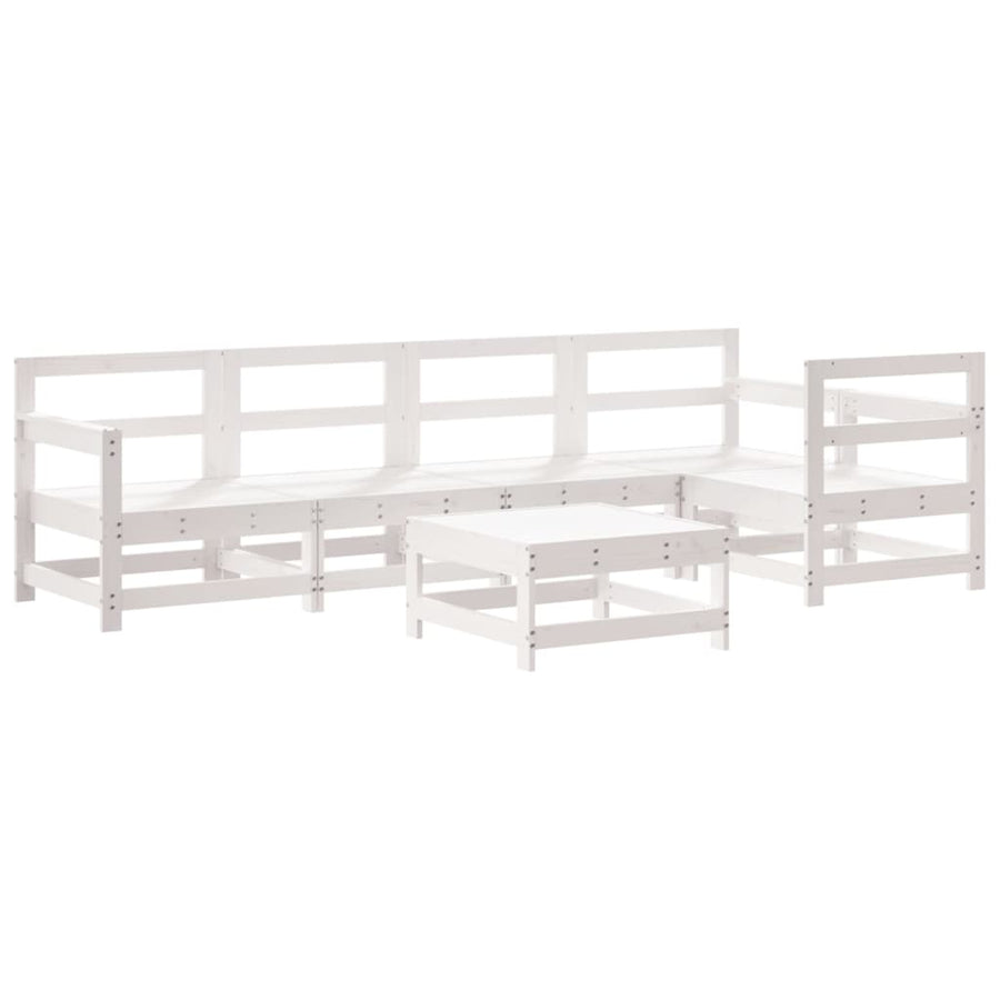 -Delige Loungeset Met Kussens Massief Hout Wit Wit grenenhout