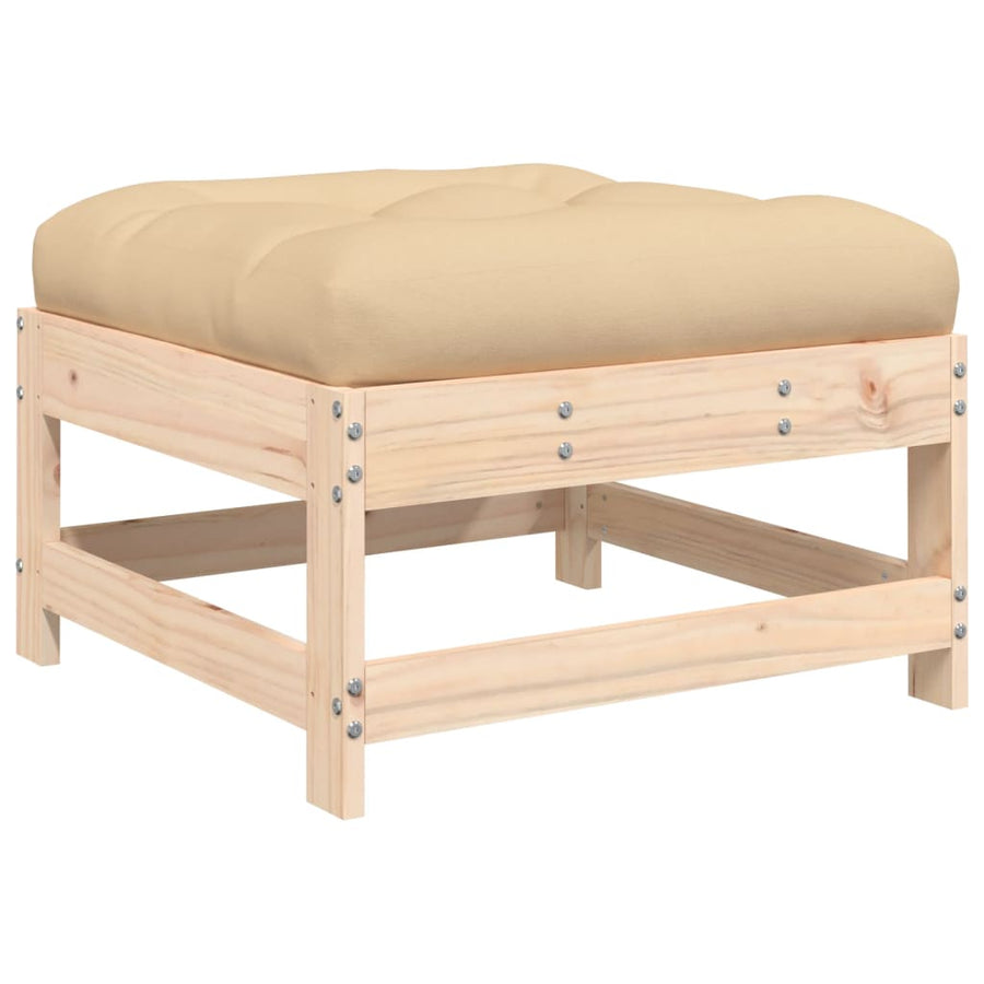-Delige Loungeset Met Kussens Massief Hout Natuurlijk grenenhout