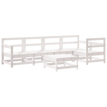 -Delige Loungeset Met Kussens Massief Hout Wit Wit grenenhout