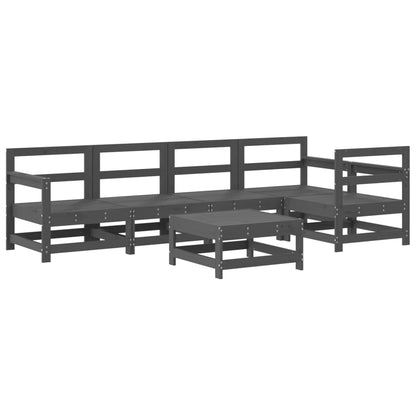 -Delige Loungeset Met Kussens Massief Hout Grijs Grijs grenenhout