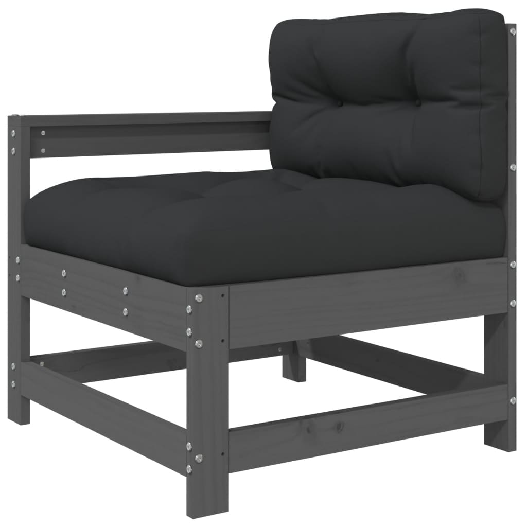 -Delige Loungeset Met Kussens Massief Hout Grijs Grijs grenenhout
