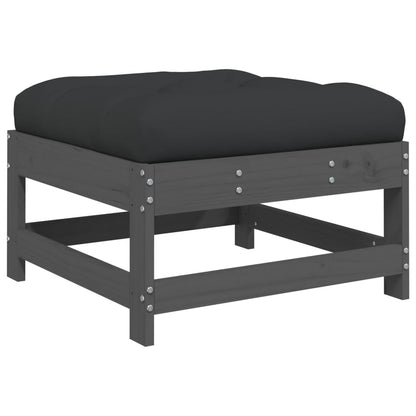 -Delige Loungeset Met Kussens Massief Hout Grijs Grijs grenenhout