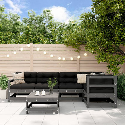-Delige Loungeset Met Kussens Massief Hout Grijs Grijs grenenhout