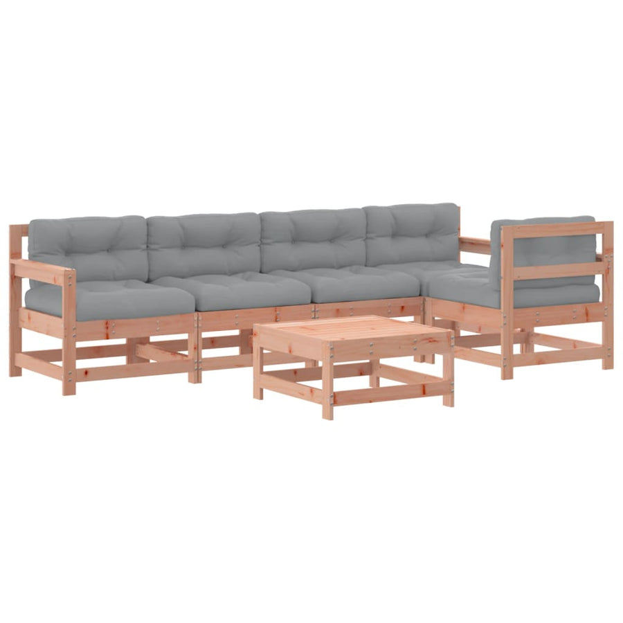 -Delige Loungeset Met Kussens Massief Douglashout Natuurlijk douglashout