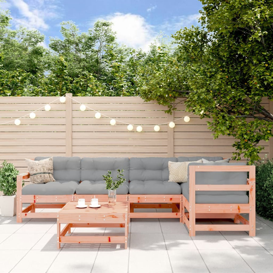 -Delige Loungeset Met Kussens Massief Douglashout Natuurlijk douglashout