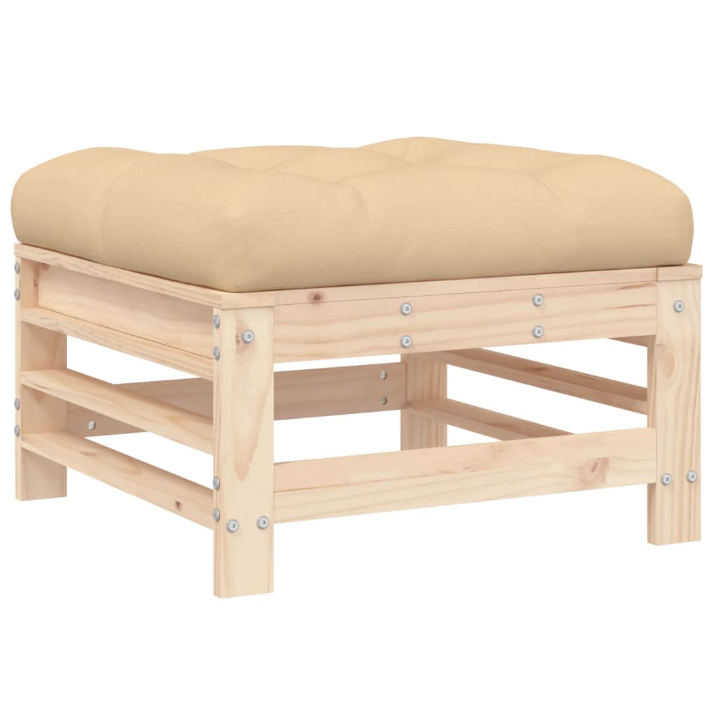 -Delige Loungeset Met Kussens Massief Hout Natuurlijk grenenhout