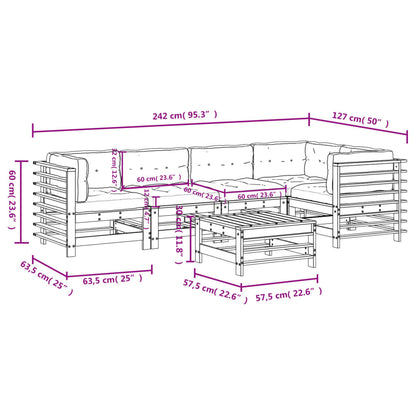 -Delige Loungeset Met Kussens Massief Hout Natuurlijk grenenhout