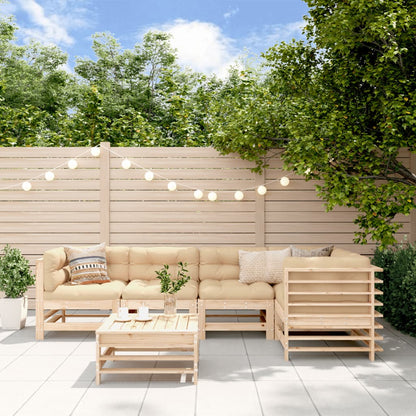 -Delige Loungeset Met Kussens Massief Hout Natuurlijk grenenhout