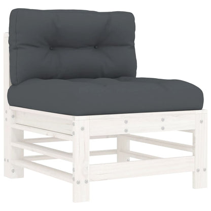 -Delige Loungeset Met Kussens Massief Hout Wit Wit grenenhout